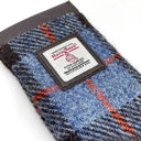 B90205 Handmade Harris Tweed Soft Glasses Case Blue Brown Close Up Gaelsong
