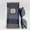 B90205 Handmade Harris Tweed Soft Glasses Case Blue Brown  Gaelsong
