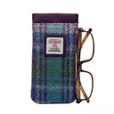 B90205 Handmade Harris Tweed Soft Glasses Case Green Purple Gaelsong
