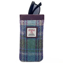 B90205 Handmade Harris Tweed Soft Glasses Case Green Purple Gaelsong
