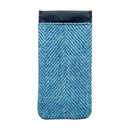 B90205 Handmade Harris Tweed Soft Glasses Case Sky Blue  Back View Gaelsong