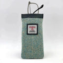 B90205 Handmade Harris Tweed Soft Glasses Case Turquoise Herringbone Gaelsong
