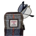 B90206 Handwoven Harris Tweed Double Glasses Case Blue Brown Close Up Gaelsong
