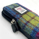 B90206 Handwoven Harris Tweed Double Glasses Case Blue Pink Close Up Gaelsong
