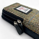 B90206 Handwoven Harris Tweed Double Glasses Case Country Green Close Up Gaelsong

