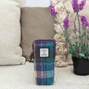 B90206 Handwoven Harris Tweed Double Glasses Case Green Purple Lifestyle Gaelsong
