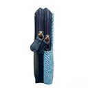 B90206 Handwoven Harris Tweed Double Glasses Case Sky Blue Side View Gaelsong

