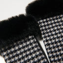 Ladies Lambswool & Fleece Mittens Black with White Front Gaelsong