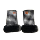 Ladies Lambswool & Fleece Mittens Black with White Gaelsong