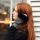 Ladies Lambswool & Fleece Mittens Black with White Lifestyle Gaelsong