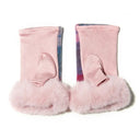 Ladies Lambswool & Fleece Mittens Pink Back View Gaelsong