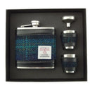 Harris Tweed Hip Flask Set Blue Gaesong