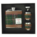 Harris Tweed Hip Flask Set Green Gaesong