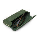 Genuine Leather & Harris Tweed Glasses Case Dark Green Gaelsong