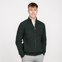 Men's Irish Wool Ribbed Knit Zip Cardigan