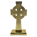 D21180 Brass Standing Celtic Cross Front View Gaelsong
