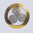 D22203 Celtic Triskele Metal Wall Art Polished Brass Gaelsong
