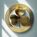 D22214POLISHEDBRASS Round Shamrock Wall Hanging Gaelsong