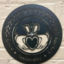 D22215 Color BLACK MATT Round-Shaped Irish Claddagh Wall Art Shop online on Gaelsong