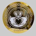 D22215 Color POLISHED BRASS Round-Shaped Irish Claddagh Wall Art Gaelsong