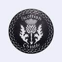 D22216  Round Metal Thistle Wall Art Black Matt Gaelsong
