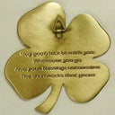D22220 Brass Four Leaf Clover Wall Hanging Shamrock Blessing Back View Gaelsong

