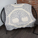 D50636 Tree of Life Trinity Knot Throw Grey Gaelsong
