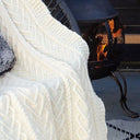 D50637 Natural Merino Wool Heart Throw Close Up Gaelsong
