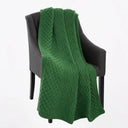 D50638 Honeycomb Merino Wool Aran Throw Green Gaelsong
