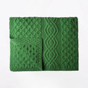 D50638 Honeycomb Merino Wool Aran Throw Green Gaelsong
