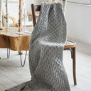 D50638 Honeycomb Merino Wool Aran Throw Grey Gaelsong
