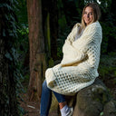 D50638 Honeycomb Merino Wool Aran Throw White Gaelsong
