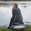 D50662 CHARCOAL Colour Patchwork Aran Wool Throw Gaelsong