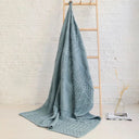 D50662 Color MISTY BLUE Patchwork Aran Wool Throw Shop online On Gaelsong