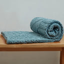 D50662 Color MISTY BLUE Patchwork Aran Wool Throw Gaelsong