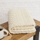 D50673 White Color Soft Aran Honeycomb Throw Lifestyle Gaelsong