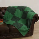 D50674  Color GREEN Aran Wool Intarsia Throw Gaelsong