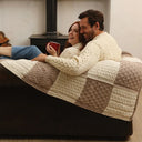 D50674 Color BEIGE/BROWN Aran Wool Intarsia Throw Lifestyle Gaelsong