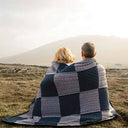 D50674 Color BLUE/MARL Aran Wool Intarsia Throw Gaelsong