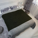 D50709 Achill Fisherman Diamond Knit Aran Throw in Army Green Lifestyle Color Gaelsong