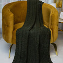 D50709 Achill Fisherman Diamond Knit Aran Throw in Army Green Color Gaelsong