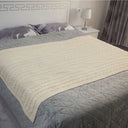 D50709 Achill Fisherman Diamond Knit Aran Throw in White Color Lifestyle Gaelsong