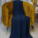 D50709 Achill Fisherman Diamond Knit Aran Throw in Ocean Blue Color Gaelsong