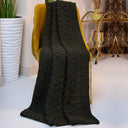 Irish Fisherman Wool Basket Stitch Throw Army Green color Lifestyle Gaelsong 