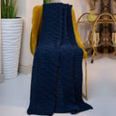 Irish Fisherman Wool Basket Stitch Throw Blue color Gaelsong 
