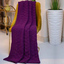 Irish Fisherman Wool Basket Stitch Throw Purple Lifestyle color Gaelsong 