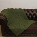 D50732 MEADOW GREEN Colour Supersoft Merino Chunky Cable Knit Throw Lifestyle Gaelsong