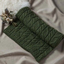 D50732 MEADOW GREEN Colour Supersoft Merino Chunky Cable Knit Throw Folded Size Gaelsong
