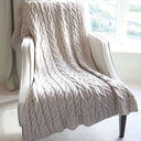 D50732 MISTY GREY Colour Supersoft Merino Chunky Cable Knit Throw Gaelsong
