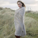 D50732 MISTY GREY Colour Supersoft Merino Chunky Cable Knit Throw Lifestyle Gaelsong
